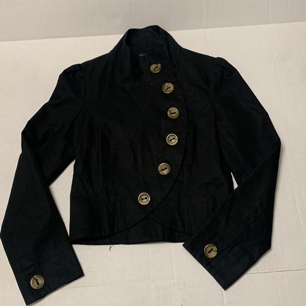 Black Short Cut Button Down Jacket - image 2
